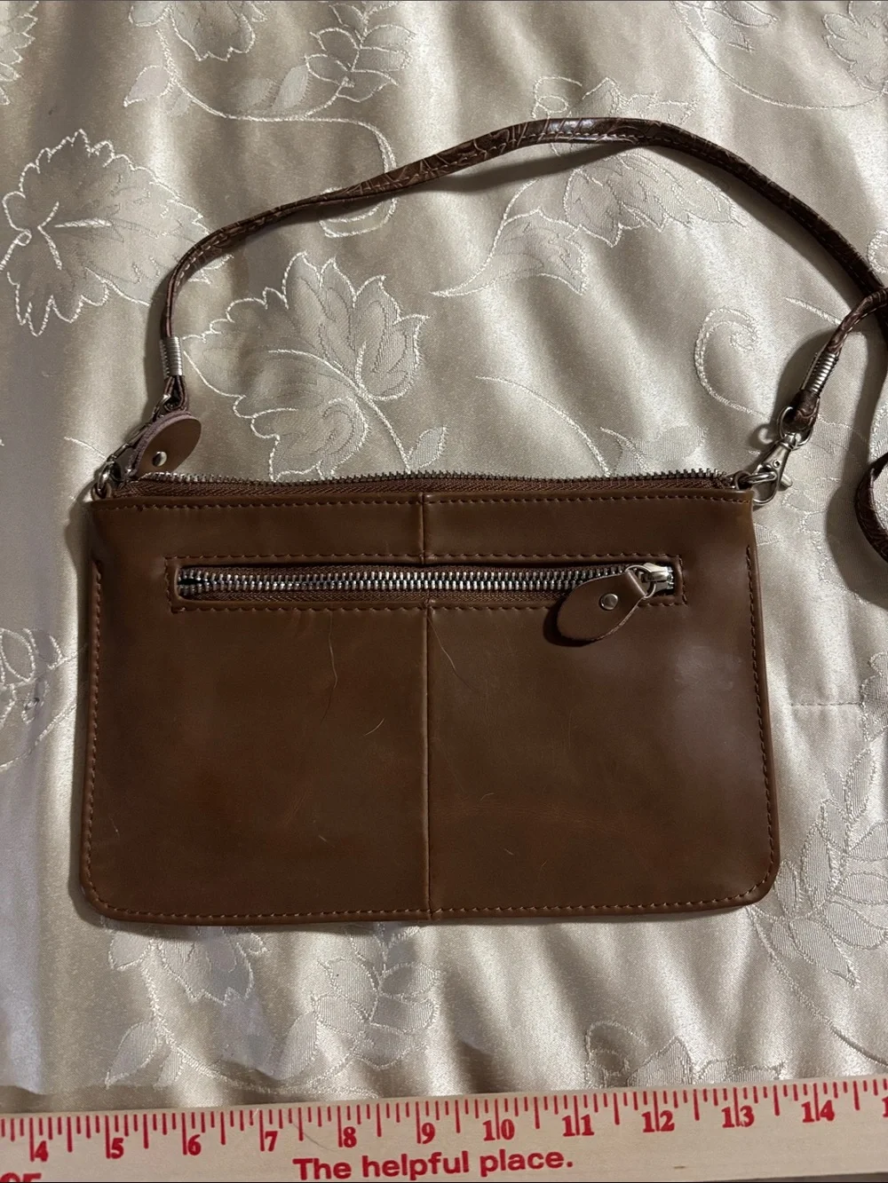 Men's Brown Leather Messenger Crossbody Bag - Slim Everyday Carry